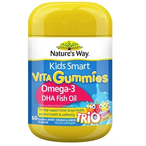 (PRE ORDER) Nature's Way Kids Smart Vita Gummies Omega Fish Oil 60 Pastilles Improved Formula shelf life 2yrs